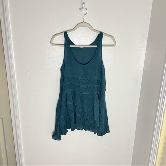 NWT Free People Intimately Free Voile Trapeze Slip Deep Turquoise - Picture 2 of 7